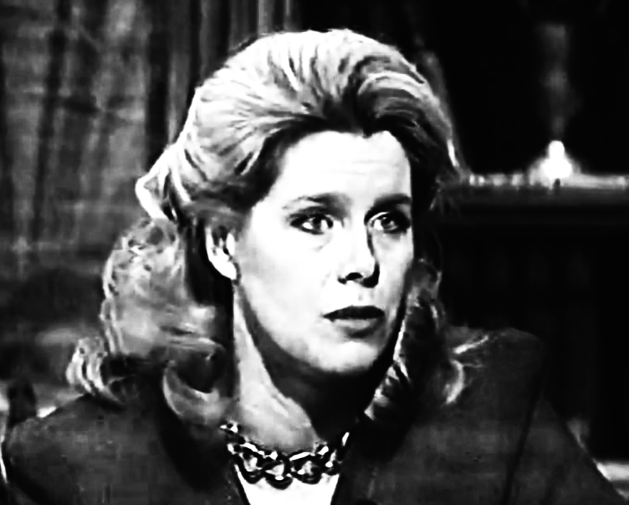 tipper gore. the image is black and white to match the aesthetic of the page.